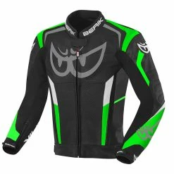 Coupon ๐ Perforated Leather Berik Super Tense-tex Leather Jacket Black Fluo Green โค๏ธ